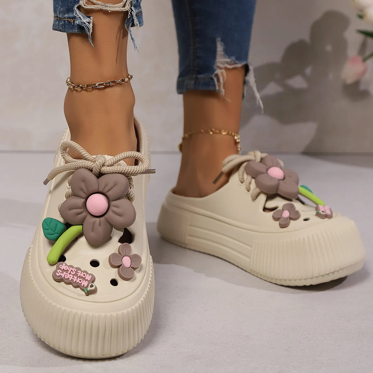 Summer Women Slippers, Cute Decoration Platform Sandals, Casual Outdoor Clogs, Beach Sandal, Non-slip Slides, Indoor Home Shoes 35-42