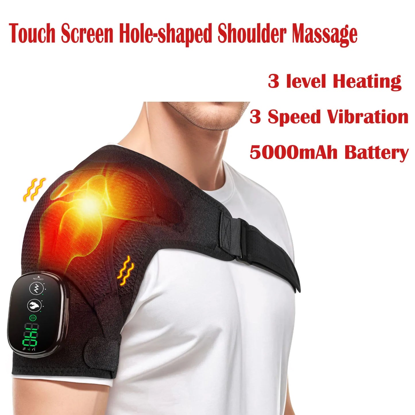 3-in-1 Heated Vibration Massager for Knee, Shoulder, and Elbow - 3 Heat Levels, 3 Vibration Modes, Non-Slip Wrap Design