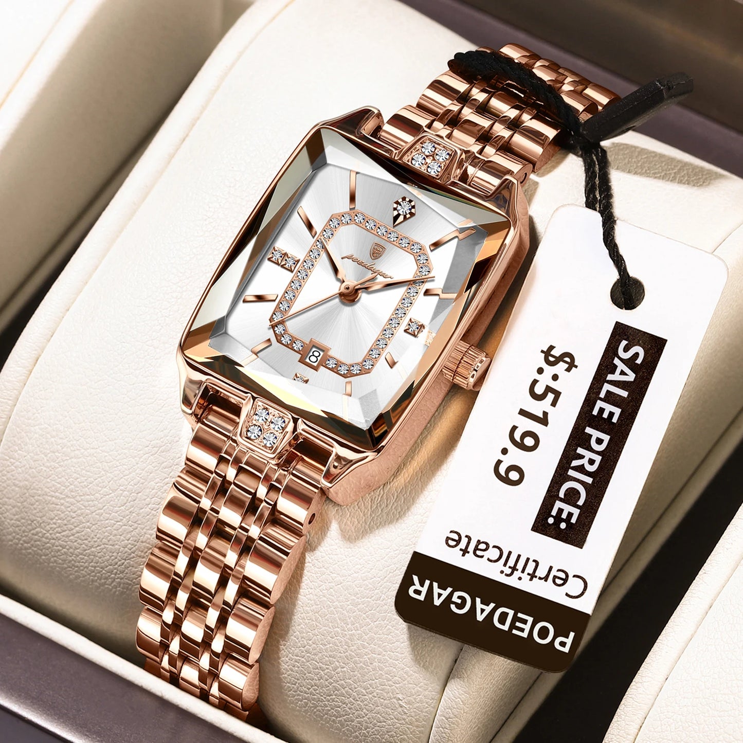 Luxury Watch For Woman, Waterproof Calendar High Quality Ladies Watch, Stainless Steel Quartz Women's Watches With Elegant Box, POEDAGAR
