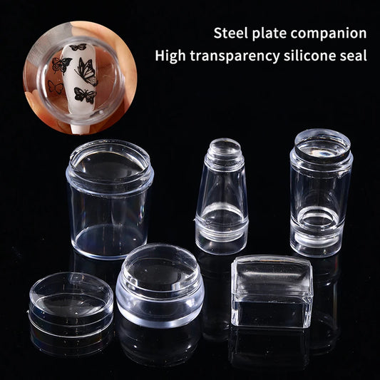 Silicone Nail Stamping Plates Pure Clear Jelly Nails Art Stamper Scraper Set Print Silicone Marshmallow Design Manicure Accesso