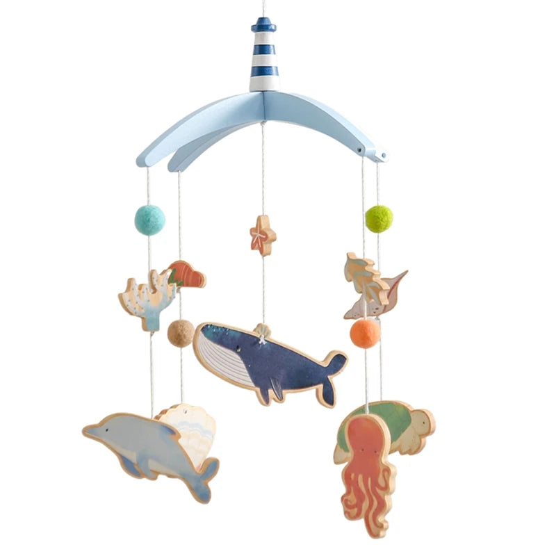Newborn Baby Rattles Toys, 0-12 Months Soft Felt Whale Bed Bell Infant Mobile Crib Hanging Musical Carousel Toy, Boys Girls Gift