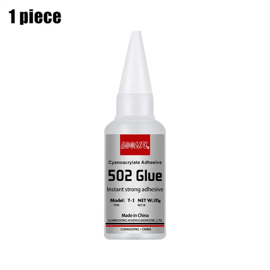 502 Super Adhesivo - Cianoacrilato de secado rápido, adecuado para cuero, caucho, metal, adhesivo fuerte, incoloro y transparente