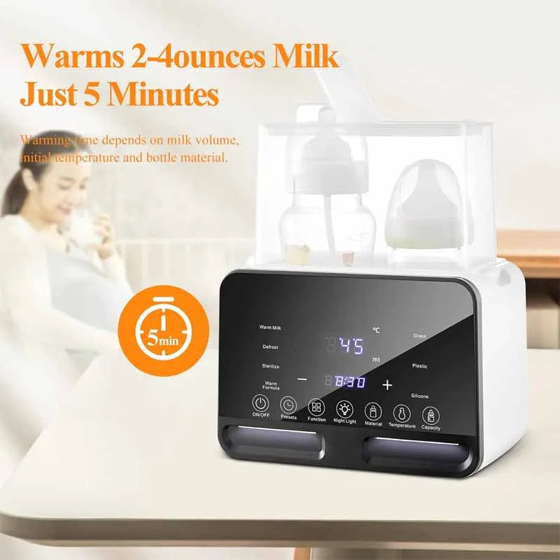 Baby Bottle Warmer Sterilizer, Multifunction Fast Milk Bottle Warmers with Timer Accurate Temperature Control, Newborn Accessories