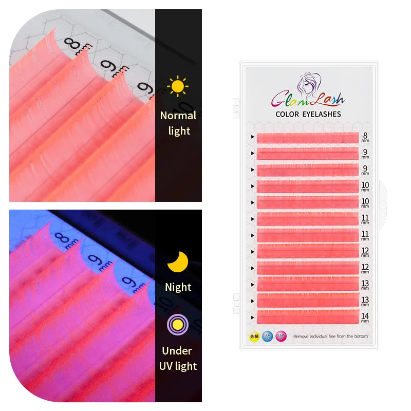 Colored Lashes, Lake Blue/ Lavender/ Cinnamon/ Dark Green/ Matcha Grey, Individual Natural False Colorful Eyelash Extension, GLAMLASH