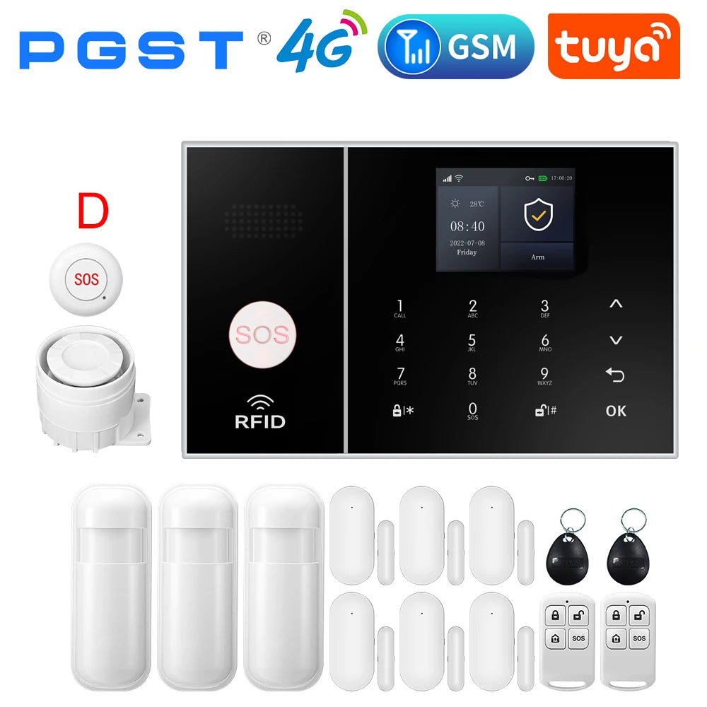 Wireless Home Alarm System Phone 4G Wifi Residential alarm Tuya Smart Home Child Safety protection Anti-theft Camera automation