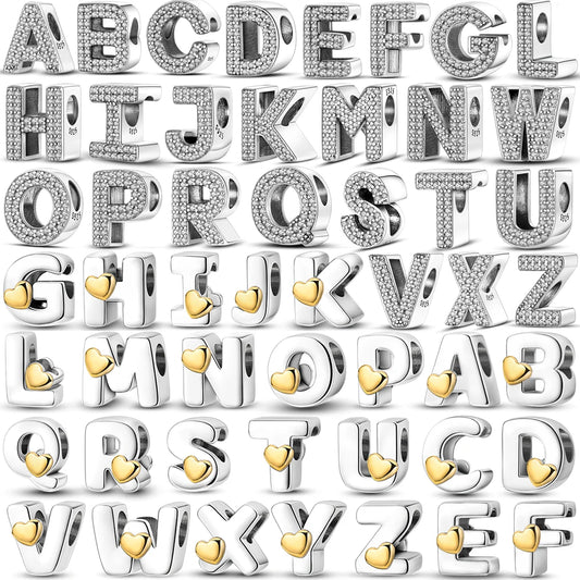 Fits Original Bangle Bracelet DIY A-Z Alphabet Charms Bead 925 Sterling Silver CZ Zircon LOVE Letter Dangle Pendant Jewelry Gift