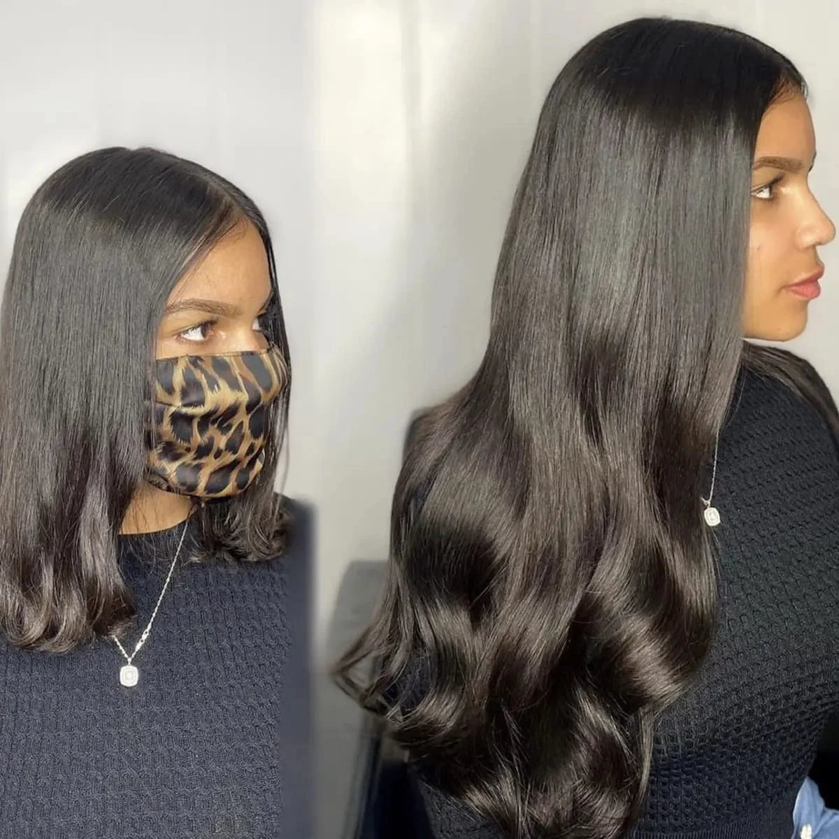 Clip In Hair Extensions, Human Hair Brazilian Straight Clip In Natural Black Color, Clip-In Remy Hair 20 22 24 26 Inch 4# Women