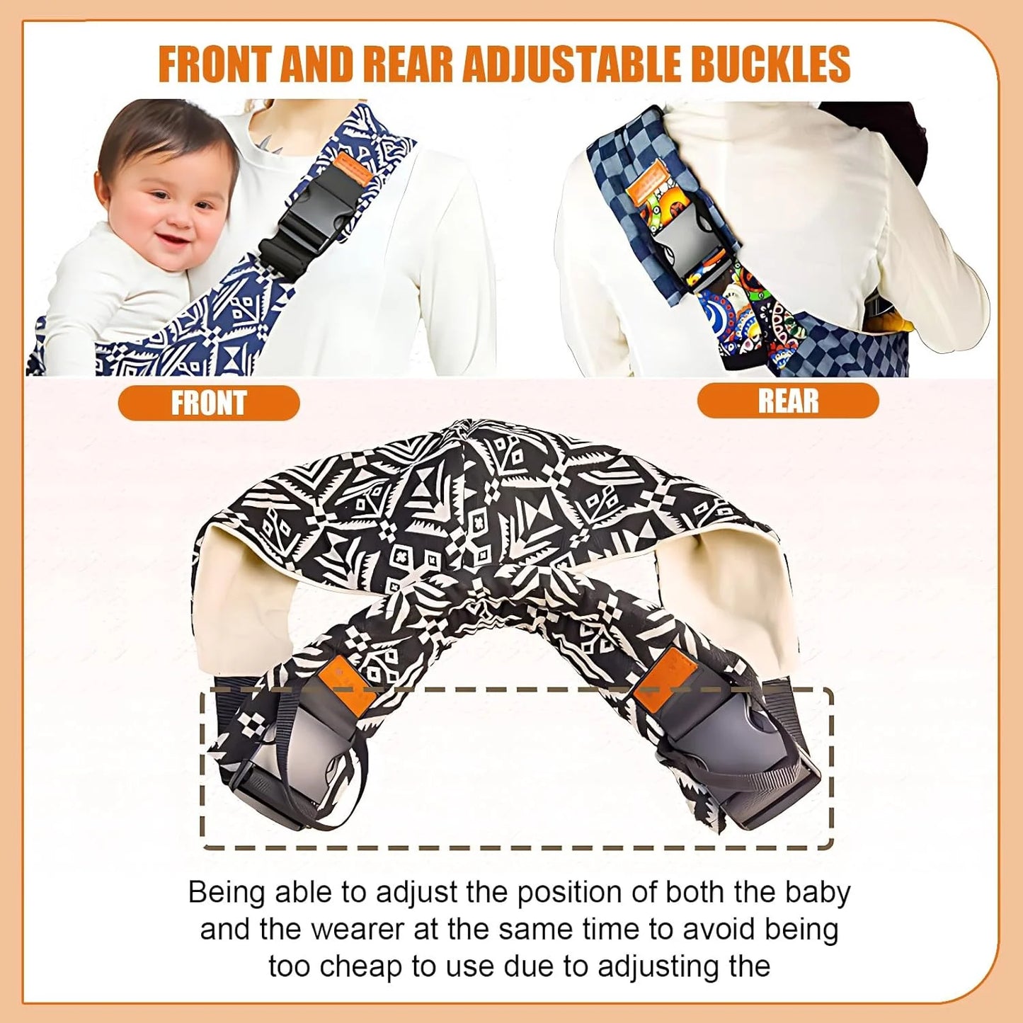 Portable Baby Carrier Wrap, Toddler Accessories, Multifunctional Strap Infant Bag, Adjustable Shoulder Baby Carriers Sling for Kids