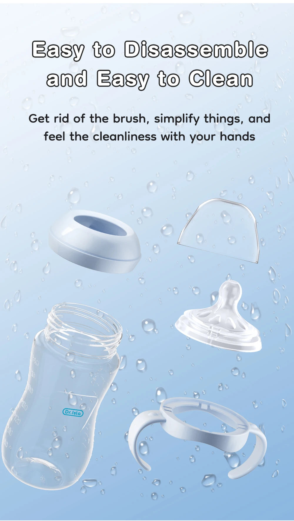 150/240/330ml, Baby Bottle With Handle Anti-bloating&Anti-drop, Clear Scale Milk Bottle Feeding Baby Bottles, BPA-FREE PP15