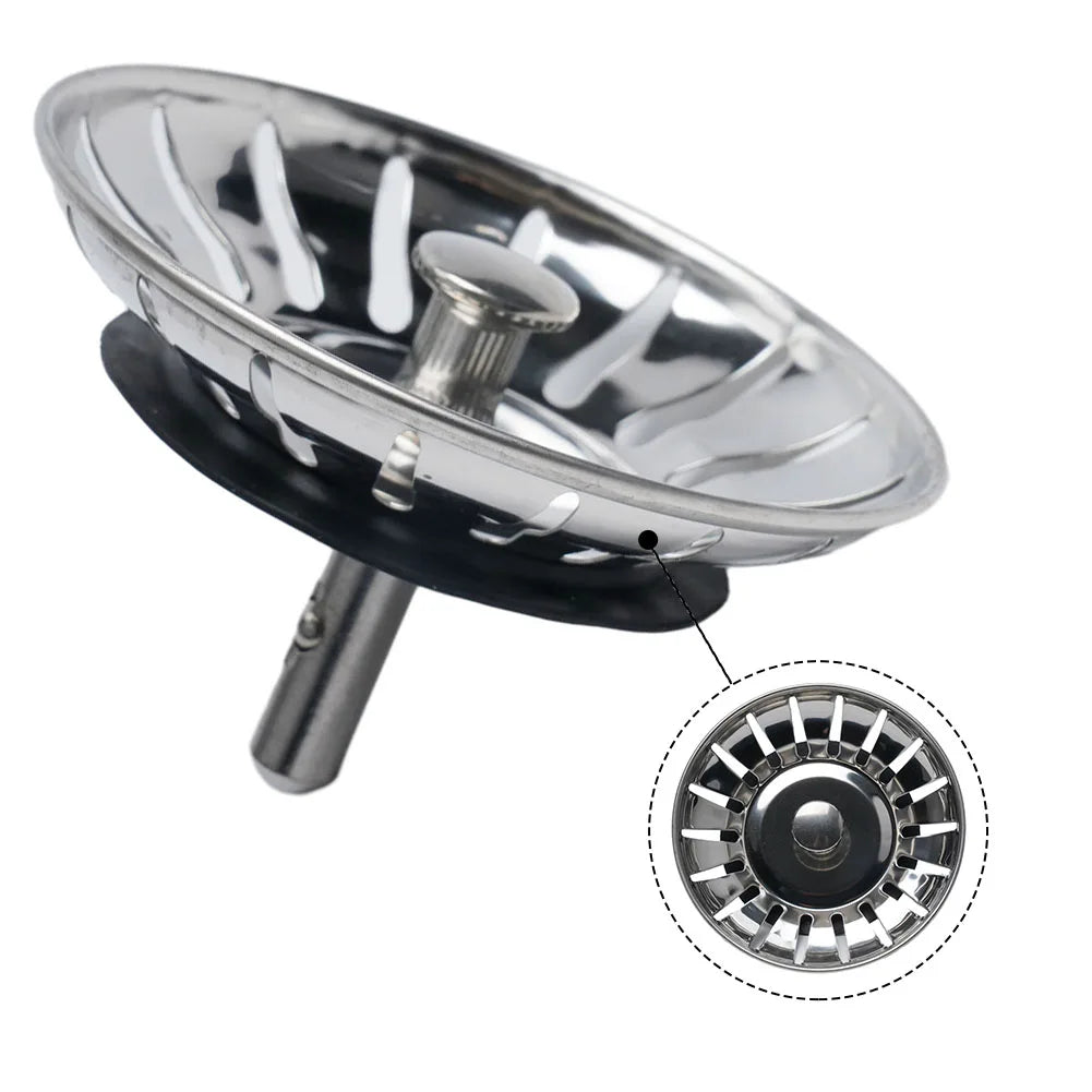 1Pc, Strainer, Premium Stainless Steel Replacement Kitchen Sink Strainer, Waste Drain Plug, 80mm, Basin Drain Stopper, Leach Basket