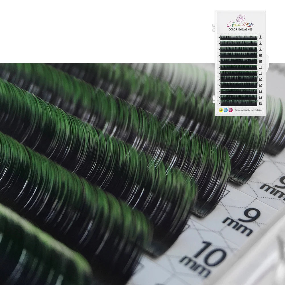 Colored Lashes, Lake Blue/ Lavender/ Cinnamon/ Dark Green/ Matcha Grey, Individual Natural False Colorful Eyelash Extension, GLAMLASH