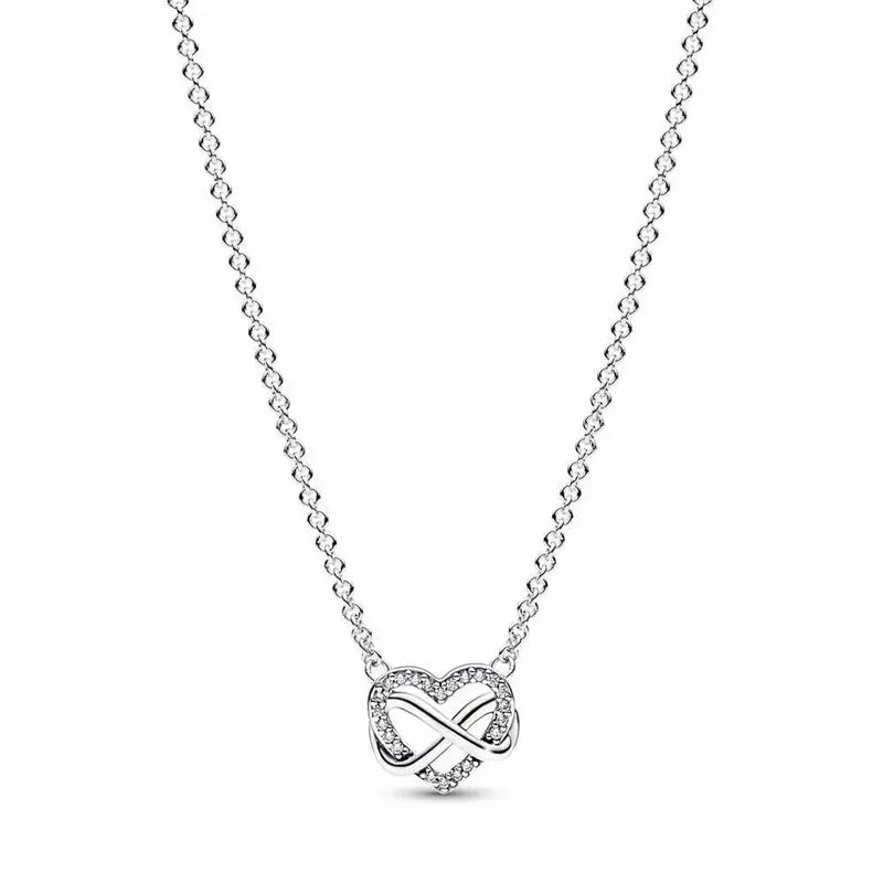 New S925 Silver Colored Zircon Necklace Earrings Suitable for Valentine's Day, Mother's Day, Anniversary Gift DIY Charm Jewelry