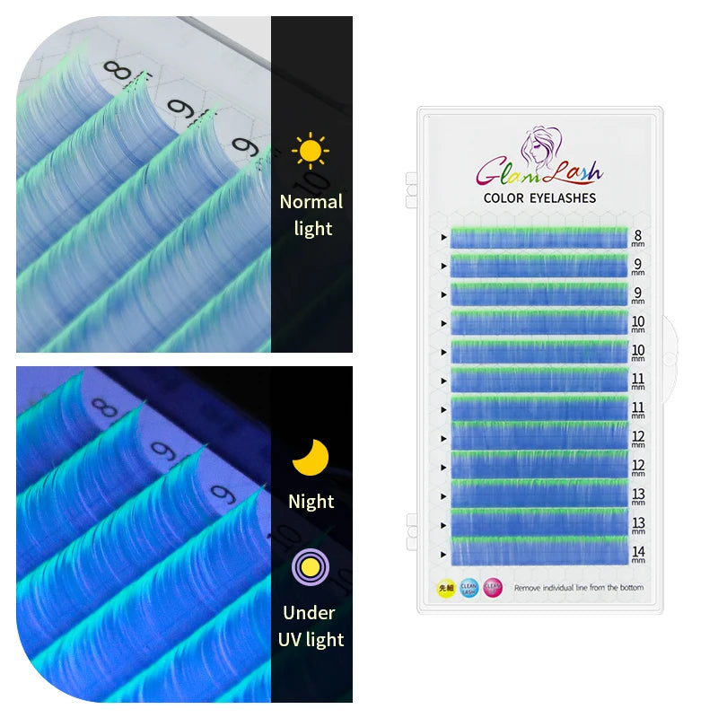 Colored Lashes, Lake Blue/ Lavender/ Cinnamon/ Dark Green/ Matcha Grey, Individual Natural False Colorful Eyelash Extension, GLAMLASH