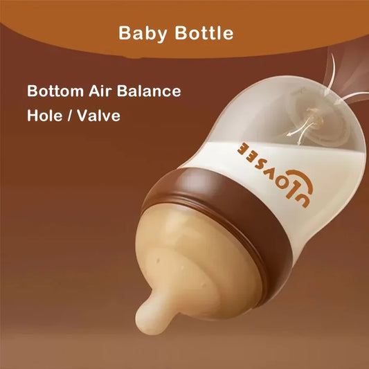 Biberones de vidrio de borosilicato alto de 4oz y 8oz, biberón de boca ancha con orificio/válvula de equilibrio de aire inferior, biberón de leche de vidrio