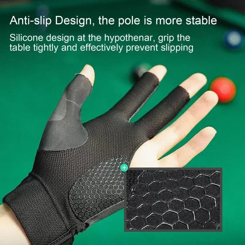 1Pc, Open Finger Billiard Gloves, Breathable Polyester Snooker Pool Glove, Adjustable Sticker, Smooth Soft Lightweight Amateur Training