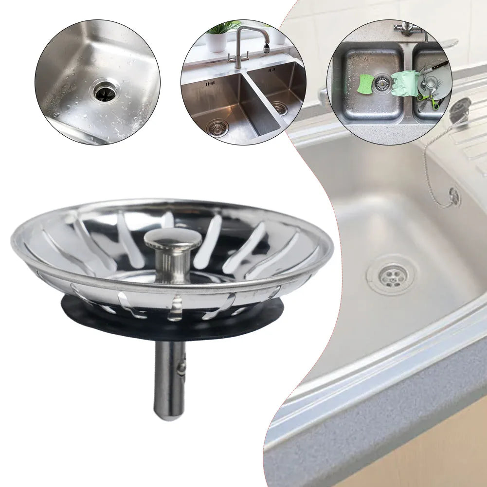 1Pc, Strainer, Premium Stainless Steel Replacement Kitchen Sink Strainer, Waste Drain Plug, 80mm, Basin Drain Stopper, Leach Basket