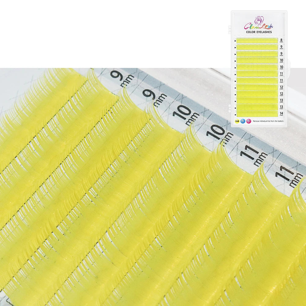 Colored Lashes, Lake Blue/ Lavender/ Cinnamon/ Dark Green/ Matcha Grey, Individual Natural False Colorful Eyelash Extension, GLAMLASH