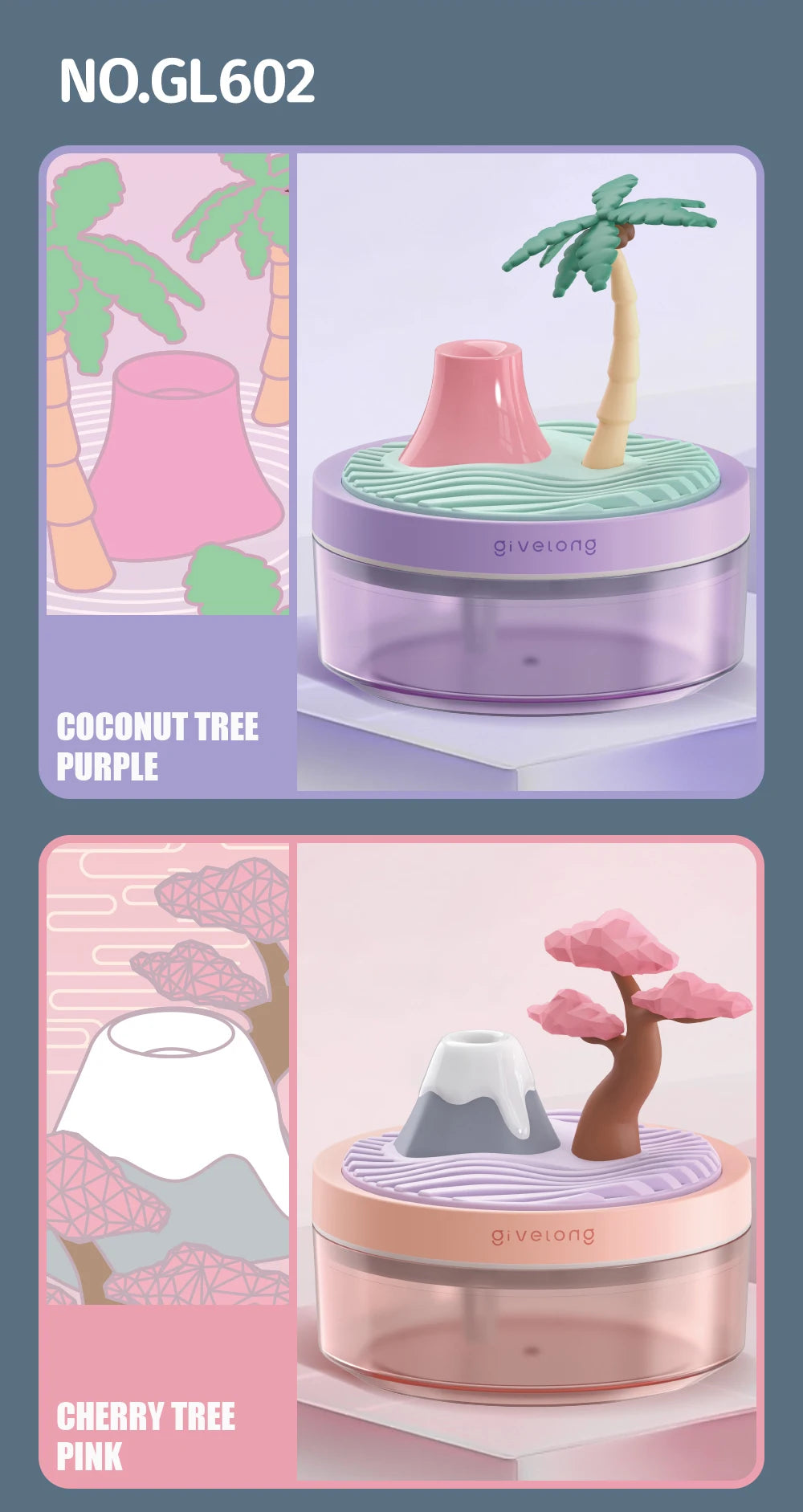 Landscape Air Humidifier, Small Spray Hydration Household Silent Bedroom Desktop Car USB Aromatherapy Humidifiers, Diffuser