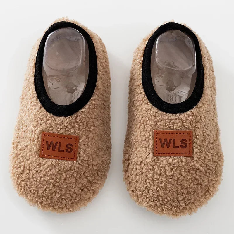Autumn Winter Warm Baby Slippers, Toddler Plush Floor Sock Shoes, Boys Girls Soft Anti-slip Walking Shoes, Indoor Home Kids Socks