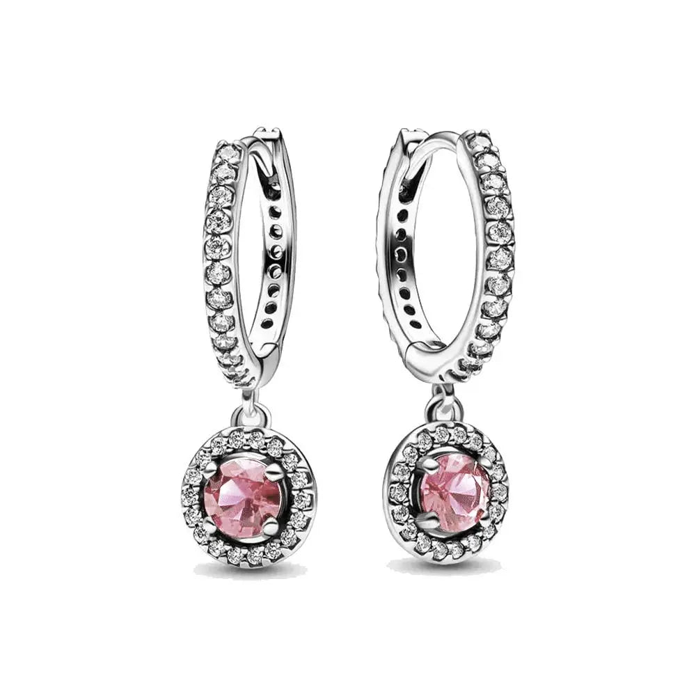 New S925 Silver Colored Zircon Necklace Earrings Suitable for Valentine's Day, Mother's Day, Anniversary Gift DIY Charm Jewelry