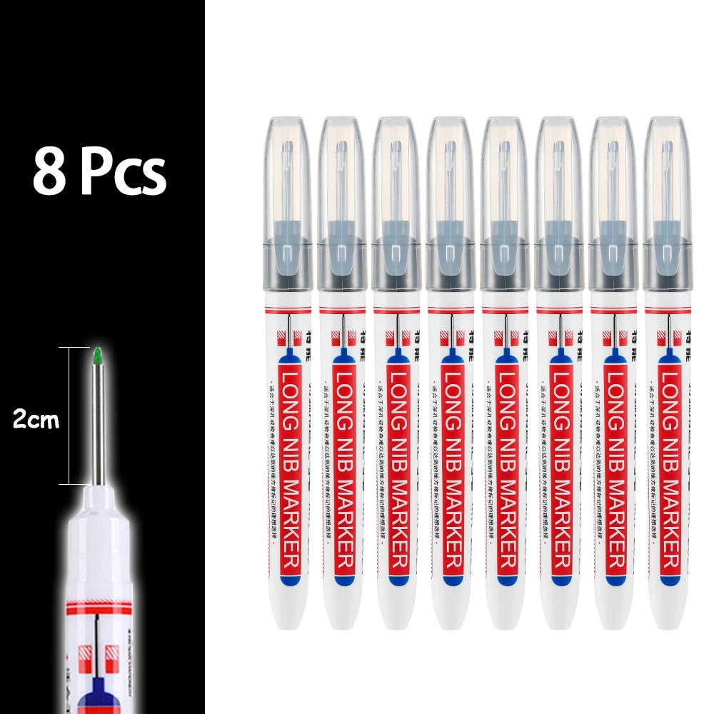 4-80Pcs, 2cm, Waterproof Long Head Markers, Deep Hole Marker Pen for Metal Carpenter, Red/ Black/ Blue/ Green Ink Woodworking Tools