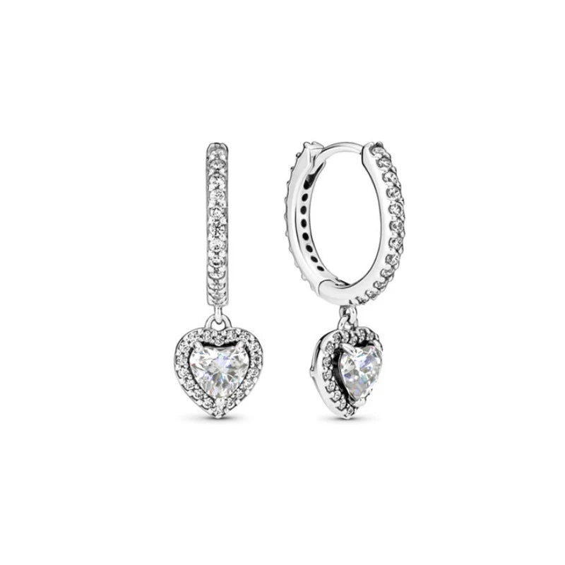 New S925 Silver Colored Zircon Necklace Earrings Suitable for Valentine's Day, Mother's Day, Anniversary Gift DIY Charm Jewelry