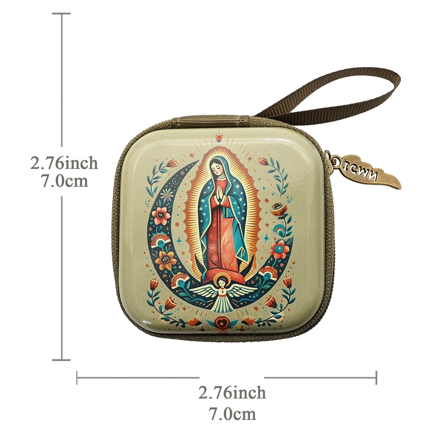 7x7cm, Virgin Mary Jesus Prayer Rosary Bag, Religious Jewelry Storage Box, Articulos Religiosos Catolico