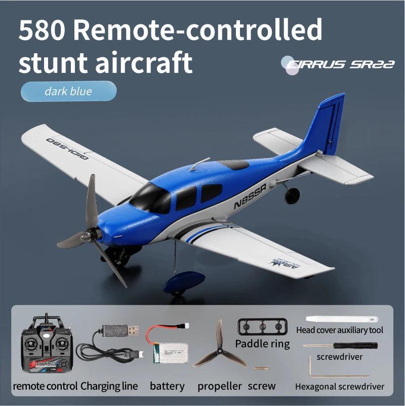 Stunt RC Glider Plane, 4CH 2.4G Remote Control, Brushless Aircraft EPP Foam Fixed Wing Airplane Model Toys for Children, QIDI580