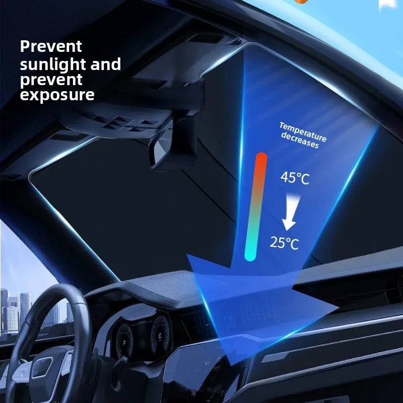Car Window Sunshade Cover, Sun Shade, Windshield Visor Protector Windscreen Folding, Auto UV Protection Curtain Styling Accessories