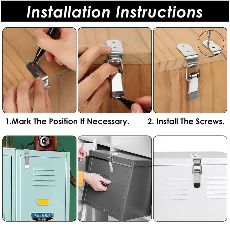 90° Duck-mouth Buckle Lock, Wooden Boxes, Hardware Closure Hasps, Snap Lock Clamp Quick Release Latch for Suitcase Drawers Cabinet