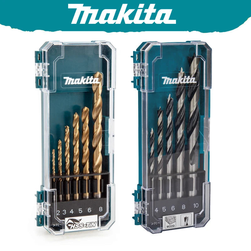 Makita D-72833 D-72861 Metal/Wood Drill Bit Set, HSS-Tin Twist Drill Various Size Multifunctional Tool Accessories
