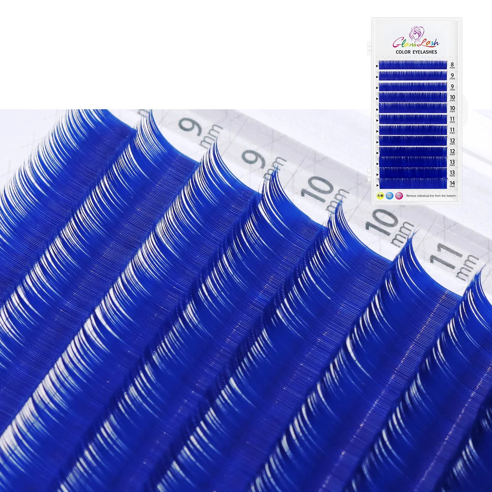 Colored Lashes, Lake Blue/ Lavender/ Cinnamon/ Dark Green/ Matcha Grey, Individual Natural False Colorful Eyelash Extension, GLAMLASH