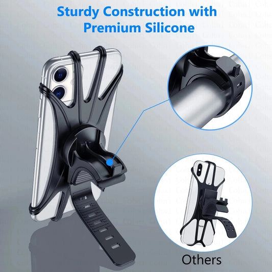 Silicone Bicycle Phone Holder Universal Bike Motorcycle Mobile Phone Stand Handlebar Clip Bracket for 4 to 6.5 inch Cell Phone