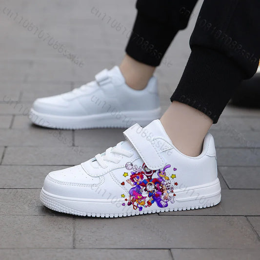 Regalo de zapatillas cómodas informales con estampado blanco antideslizante para niños y adolescentes con patrón de Amazing Digital Circus