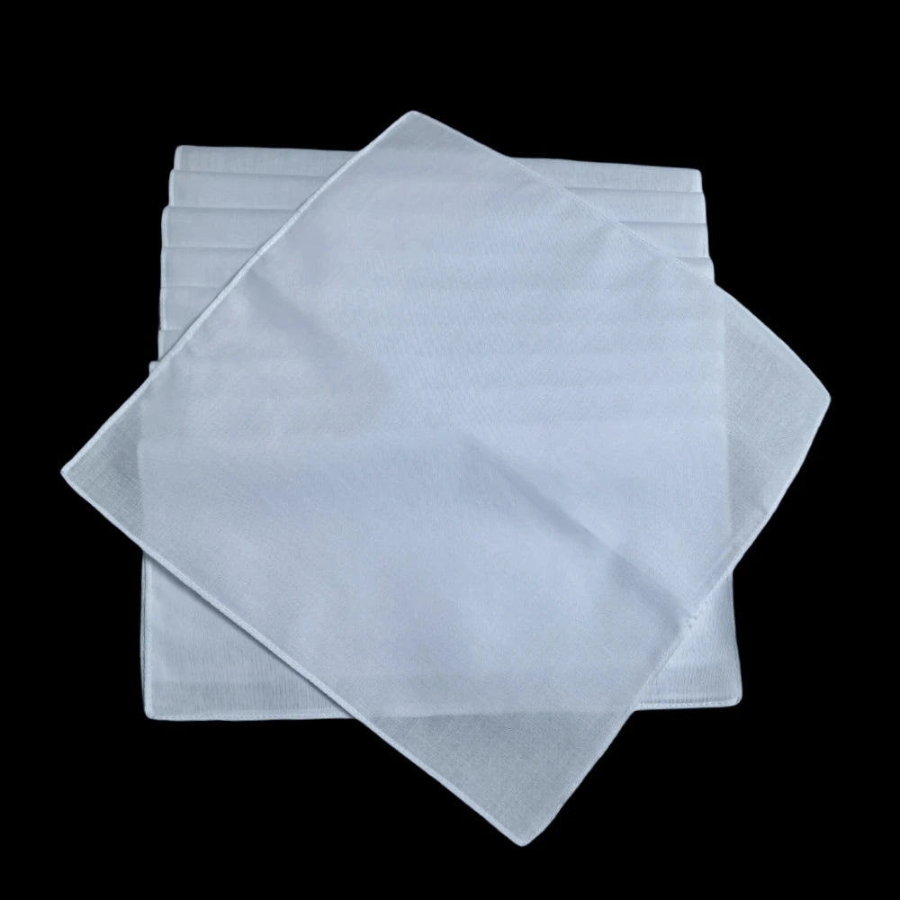 10pcs, 100% Cotton White Handkerchiefs Square, Super Soft Washable Hanky, Chest Towel, Pocket Square Hanky, DIY Accessories, 28x28cm