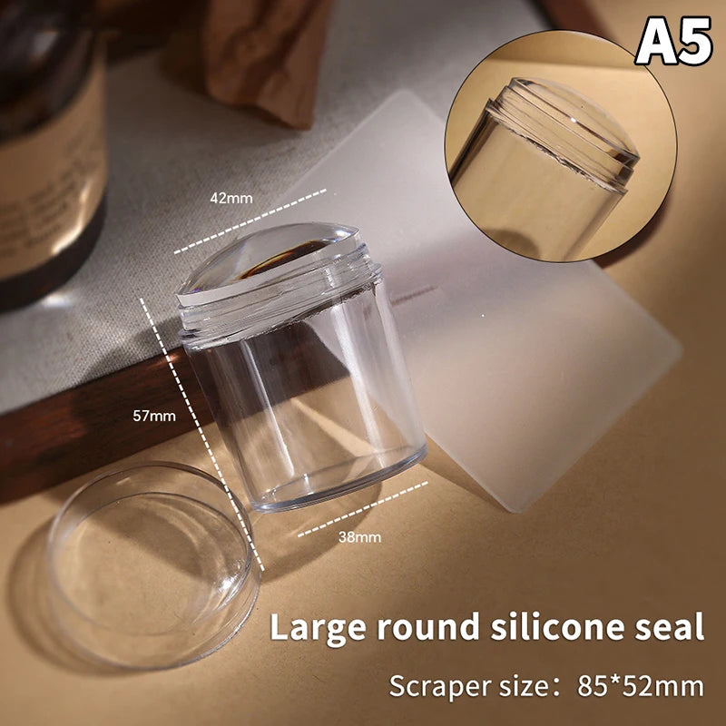 Silicone Nail Stamping Plates Pure Clear Jelly Nails Art Stamper Scraper Set Print Silicone Marshmallow Design Manicure Accesso