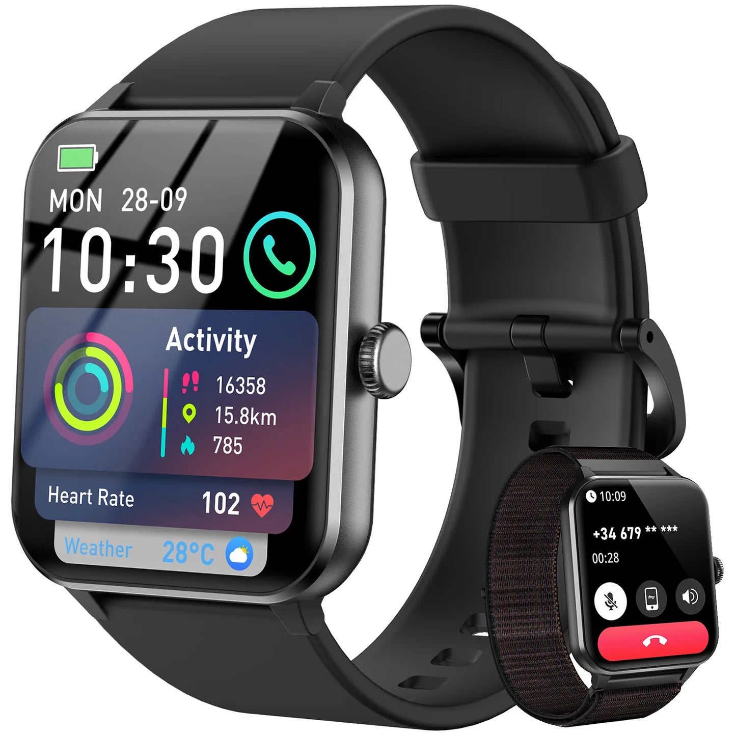 Blackview R50 Smart Watch, Heart Rate Monitor 1.85'' HD Screen, 100+ Sport Modes, Men Women, Outdoor Watch for IOS Android