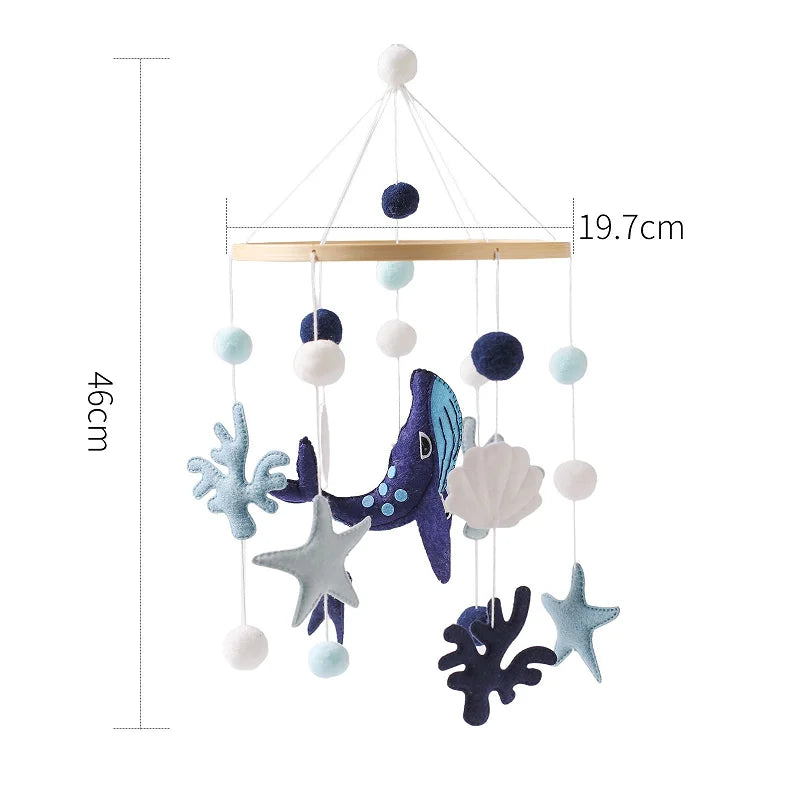 Newborn Baby Rattles Toys, 0-12 Months Soft Felt Whale Bed Bell Infant Mobile Crib Hanging Musical Carousel Toy, Boys Girls Gift