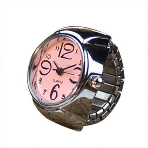 Vintage Punk Finger Watch, Mini Elastic Strap Alloy Watch, Couple Rings, Jewelry Clock, Retro Roman Quartz Watch Rings, For Women, For Men