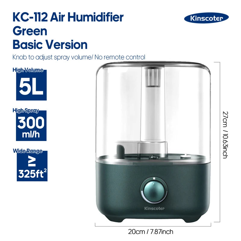 3Liter Air Humidifier Professional Large Capacity Home Humidifier, Plant Mist Aroma Diffuser with Remote Control Timer, KINSCOTER