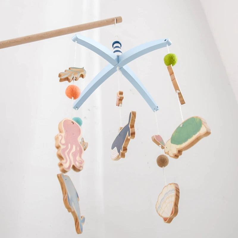 Newborn Baby Rattles Toys, 0-12 Months Soft Felt Whale Bed Bell Infant Mobile Crib Hanging Musical Carousel Toy, Boys Girls Gift