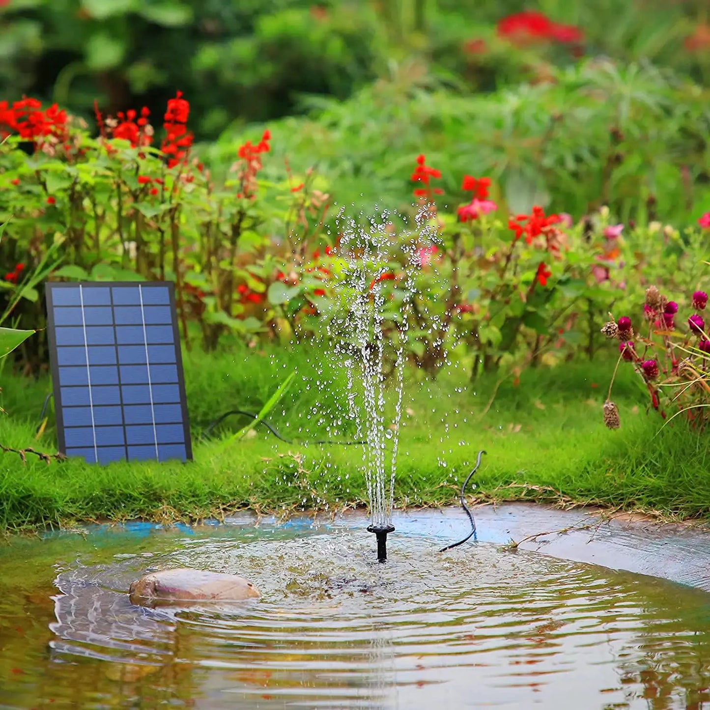 2.5W Solar Water Pump Fountain with 6Nozzles and 4ft Water Pipe, Solar Powered Pump for Bird Bath And Pond, Garden Solar Fountain Pump