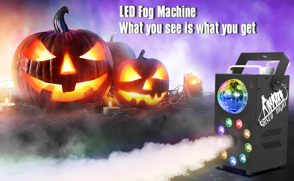 700W Smoke Machine, Wireless Remote Control Effect Fogger, 3in1 LED RGB Stage Light, Fog Machine, DJ Disco Party Halloween, U'King