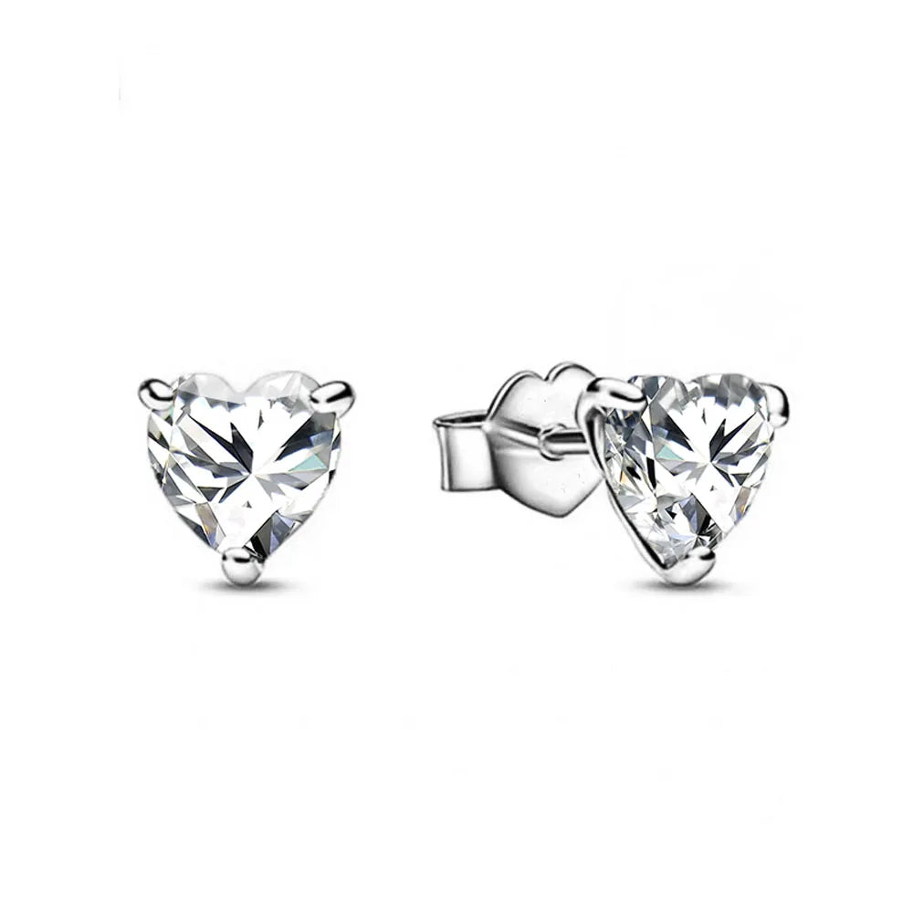 New S925 Silver Colored Zircon Necklace Earrings Suitable for Valentine's Day, Mother's Day, Anniversary Gift DIY Charm Jewelry