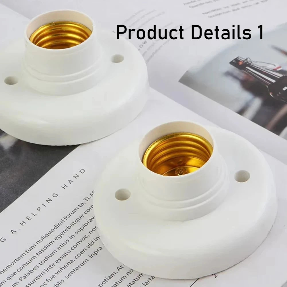 1-20Pcs, 220V E27 Screw Lamp, Stand Light Bulb Socket Holder Adapter Base, Cap Socket White Ceiling Light Lamp Bulb Fixing Base