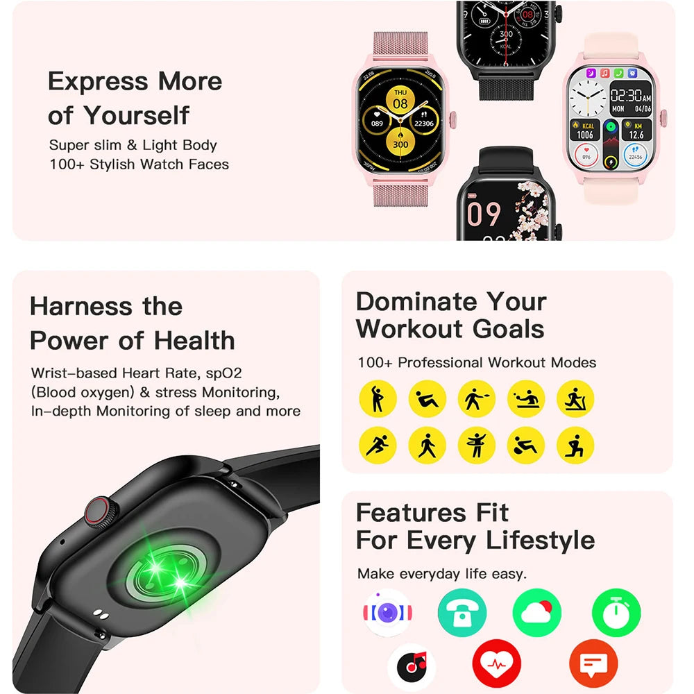 Smart Watch, Android Gift, Bluetooth Call Smartwatch, Touch Dial, Music, Fitness Tracker, Sports Watches, LEMFO LT10