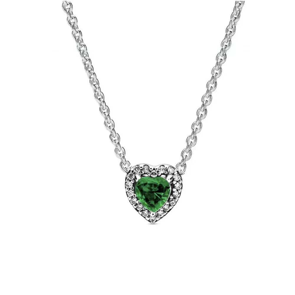 New S925 Silver Colored Zircon Necklace Earrings Suitable for Valentine's Day, Mother's Day, Anniversary Gift DIY Charm Jewelry