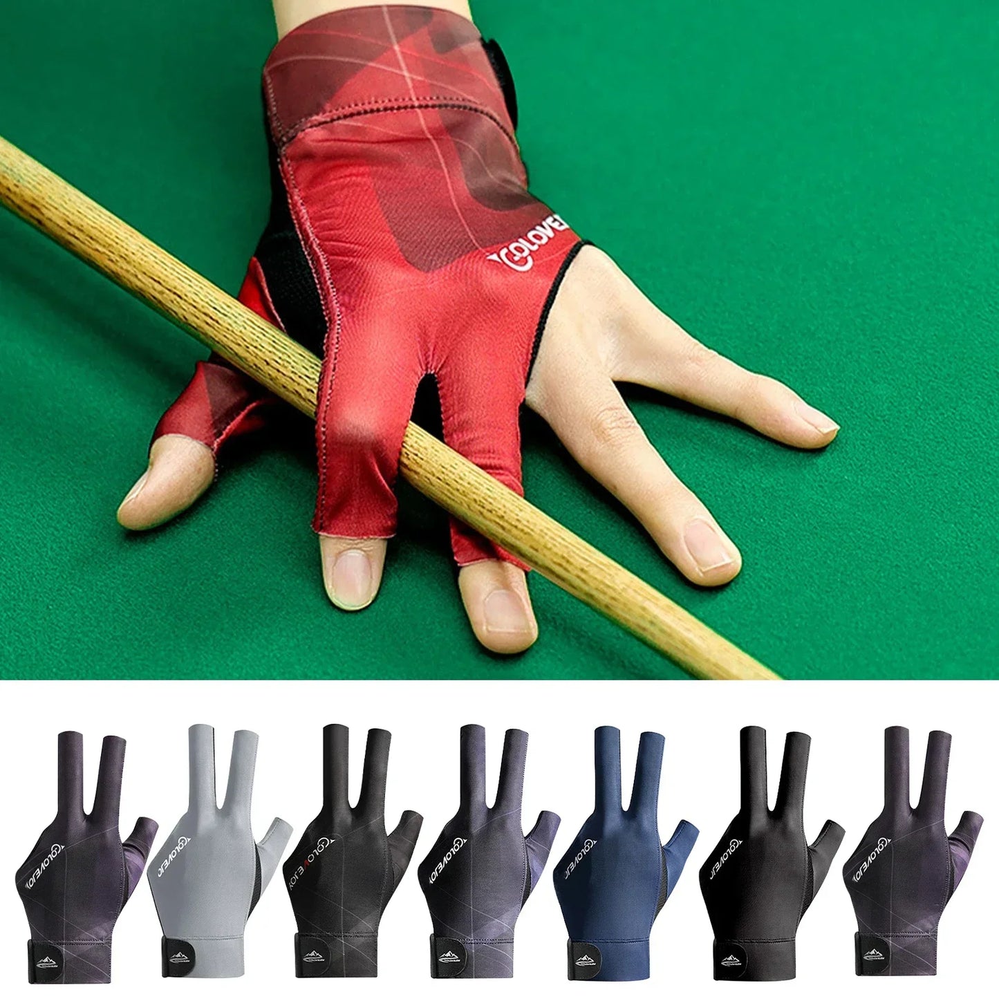 1Pc, Open Finger Billiard Gloves, Breathable Polyester Snooker Pool Glove, Adjustable Sticker, Smooth Soft Lightweight Amateur Training