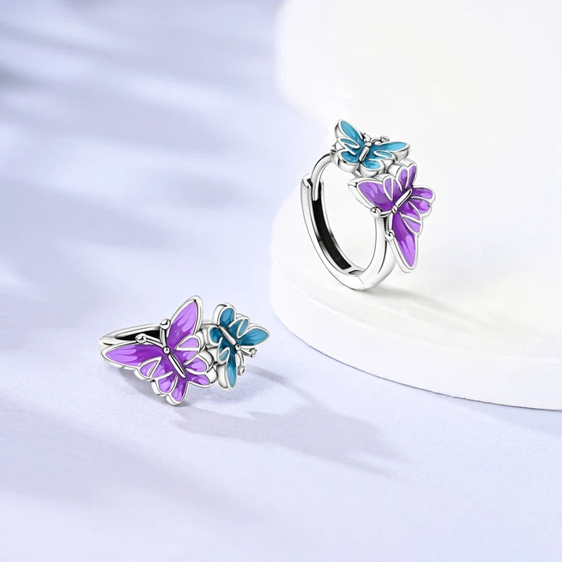 925 Sterling Silver Colored Zirconium Stars Hoop Earrings For Women Jewelry, Anniversary WeddingMaking Jewelry Gift