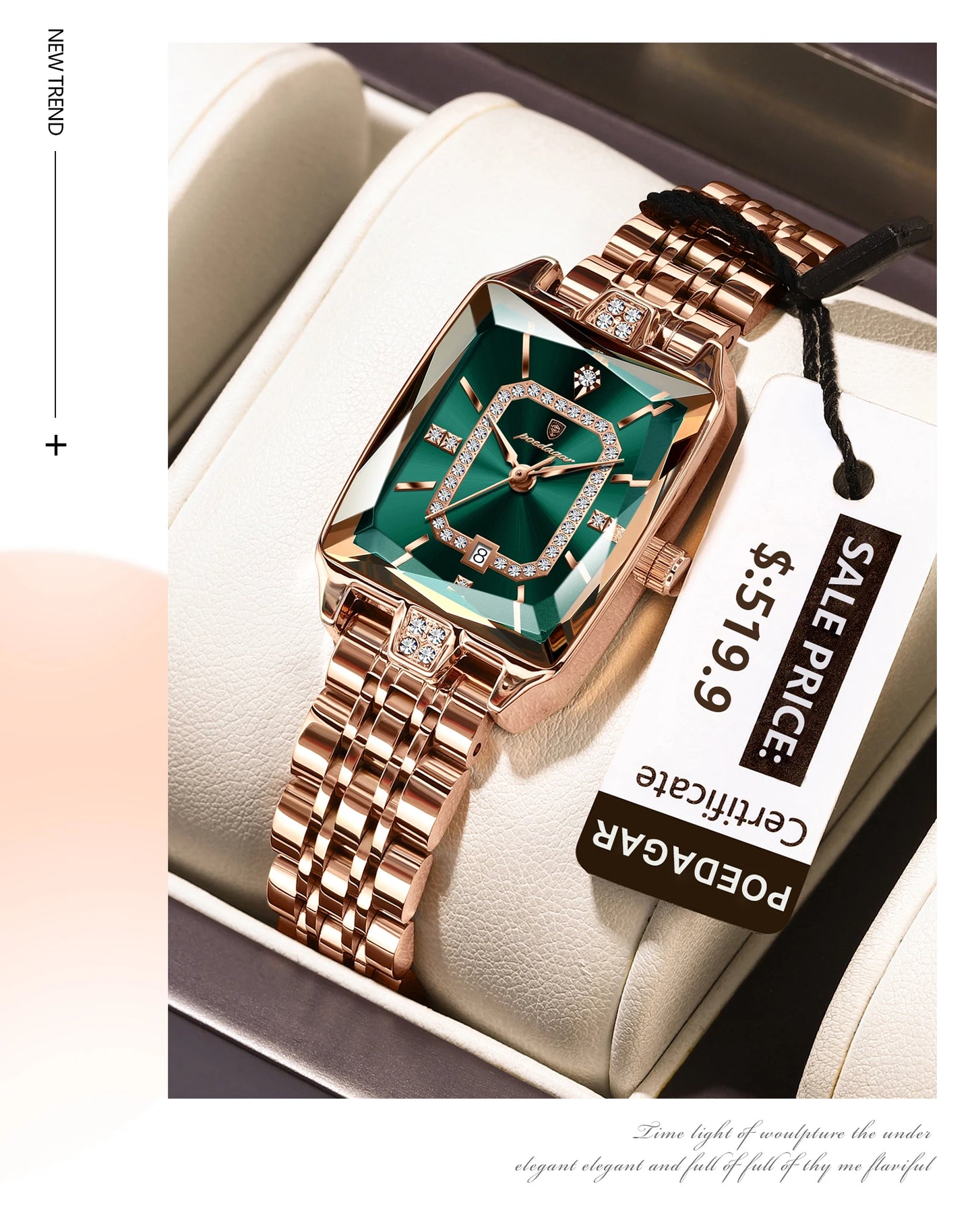 Luxury Watch For Woman, Waterproof Calendar High Quality Ladies Watch, Stainless Steel Quartz Women's Watches With Elegant Box, POEDAGAR